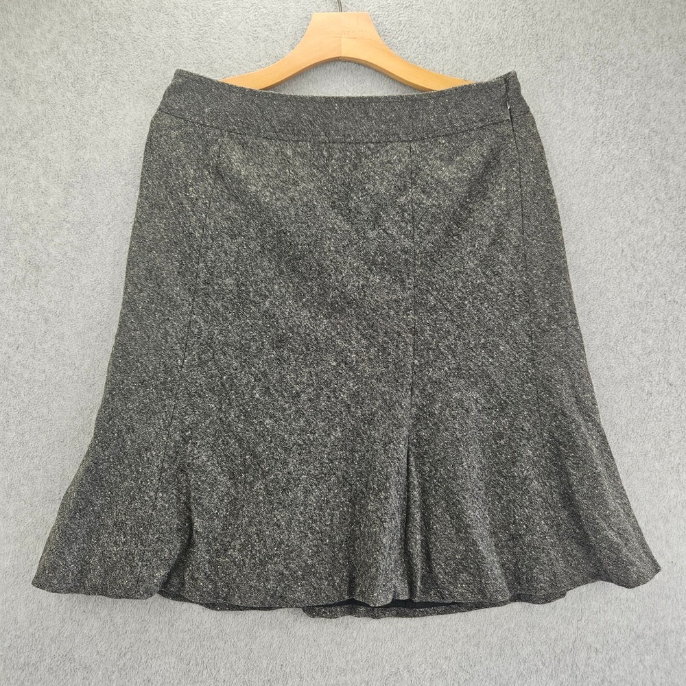 ANN TAYLOR | Petites Grey Wool Blend Flared Skirt 10P Professional Tweed